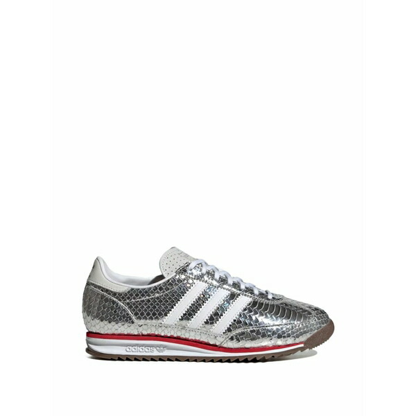 アディダス レディース スニーカー シューズ Three-stripe reptile-effect sneakers Silver