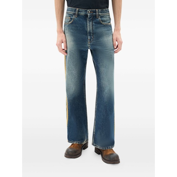アン ドゥムルメステール メンズ ジーンズズボン下 ボトムス Alarik stonewashed stripe trousers Blue