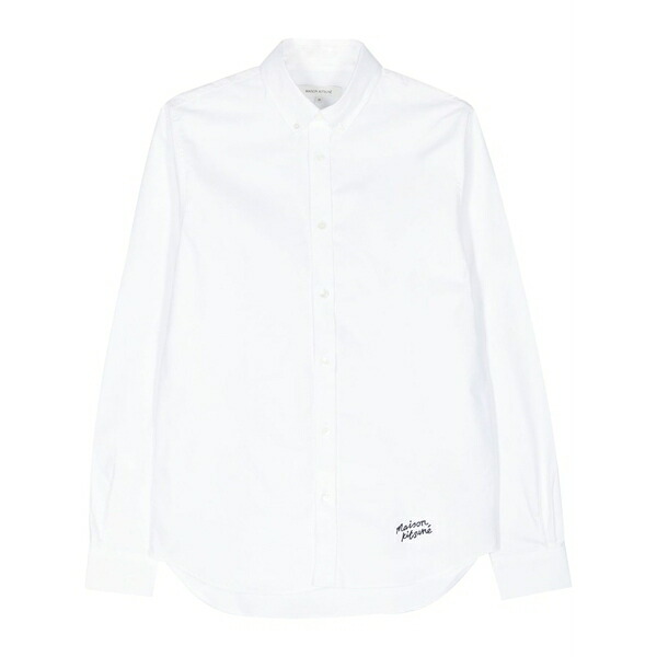 住み家 稲荷 メンズ プルオーバー トップス Logo-embroidered cotton shirt White