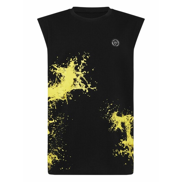 飾り気のない運動競技 メンズ カットソー トップス Splash tank top Black