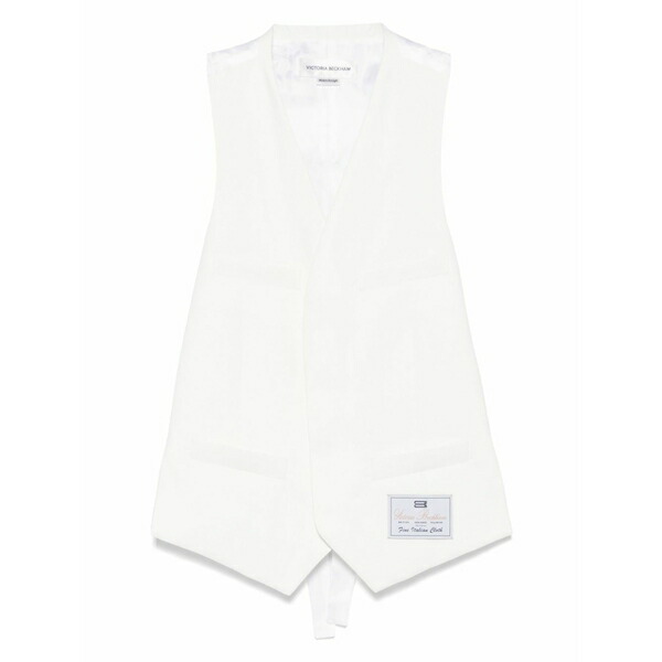 ヴィクトリア ベッカム レディース 厚地の外套 アウター Logo-patch waistcoat White