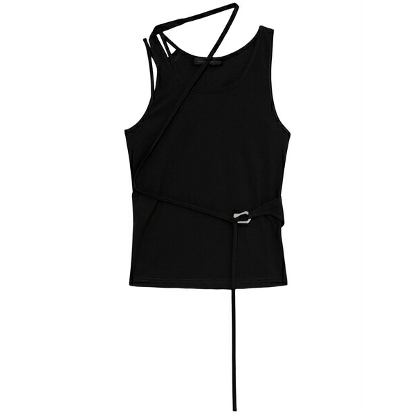 ヘリオットエミル レディース カットソー トップス Strap-detail draped top Black