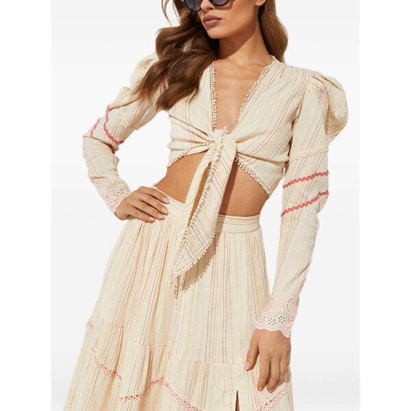 へマント\u0026ナンディータ レディース プルオーバー トップス Puff-sleeve linen blouse Neutrals