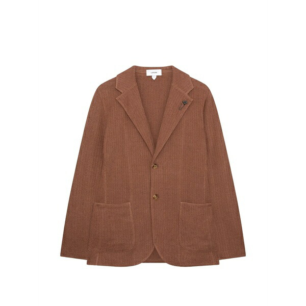 ラルディーニ メンズ 上衣＆上衣 アウター Single-breasted ribbed blazer Brown
