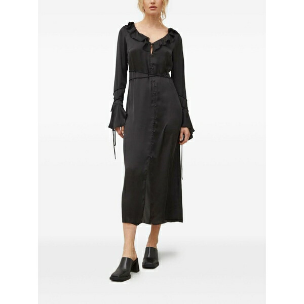 ルサム レディース 衣裳 トップス Ruffled flared MIDI dress Black