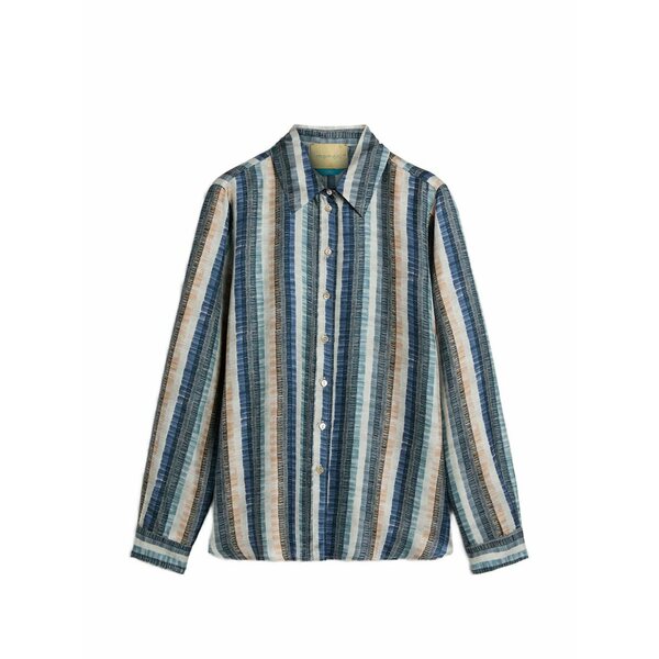 モモン レディース プルオーバー トップス Collared printed shirt Blue