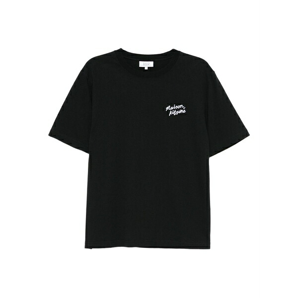 棲み家 稲荷 メンズ ティーシャツ トップス Handwriting embroidered t-shirt  Black