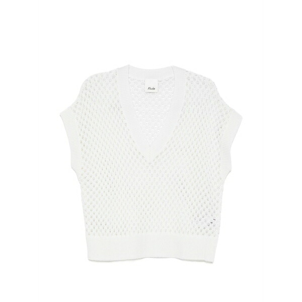 アリュード レディース 編み物\u0026プルオーバー アウター V-neck vest White