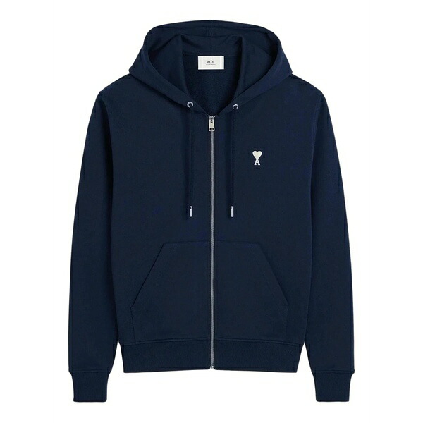意中の女 メンズ パーカー・スウェットシャツ アウター Logo-embroidered zip-up hoodie Blue