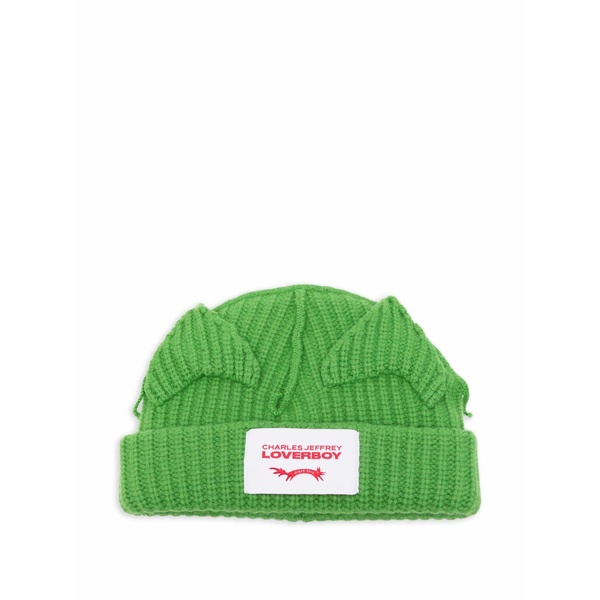 プリンスチャールズ島・ジェフリー メンズ 鳥打ち帽 付属物 Chunky ears beanie hat Green