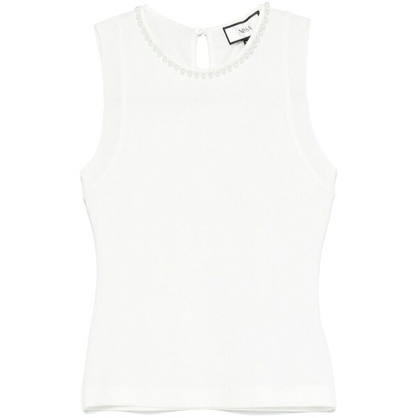 ニッサ レディース カットソー トップス Faux-pearl tank top White