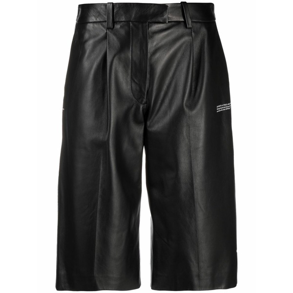 オフホワイト レディース カジュアルパンツ ボトムス Leather tailored shorts Black|asty