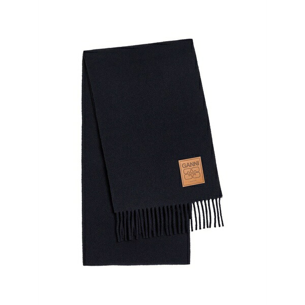 ガニー レディース 消音装置・袈裟・えり巻き 佩び物 Logo-patch fringed scarf Blue