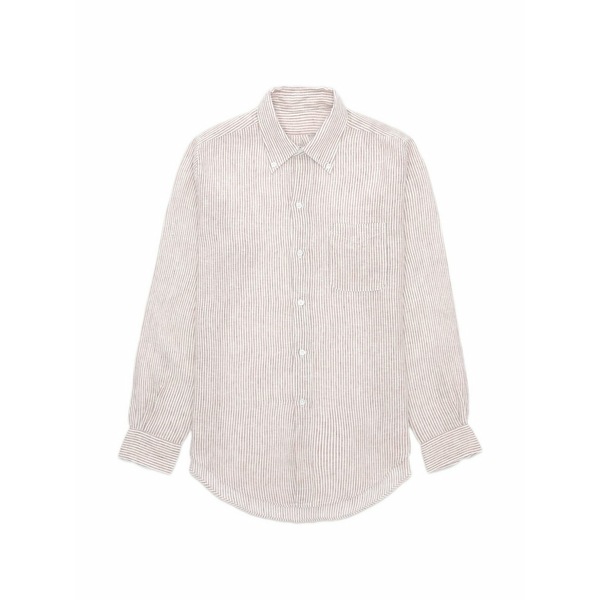 フォルテラ メンズ ティーシャツ トップス King striped-pattern linen shirt Brown