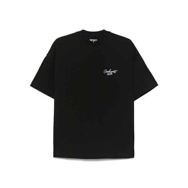 鉄道車両ハート形 メンズ ティーシャツ トップス Signature script t-shirt Black