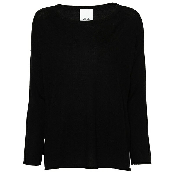 アリュード レディース 編み物\u0026ティーシャツ アウター Boat-neck virgin-wool jumper Black