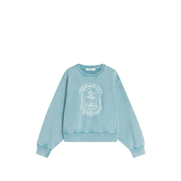 住み家 稲荷 レディース 編み物\u0026プルオーバー アウター Printed sweatshirt Blue