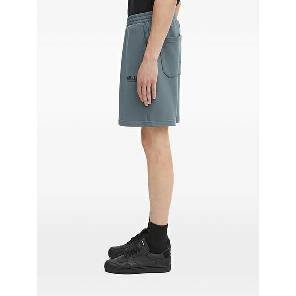 ヘルムート 言葉づかい メンズ 心地好いズボン下 ボトムス Logo back-pocket shorts Blue