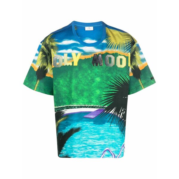 エトロ メンズ プルオーバー トップス Graphic-print short-sleeved t-shirt Green