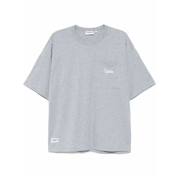 黒茶 メンズ ティーシャツ トップス Embroidered logo t-shirt Grey