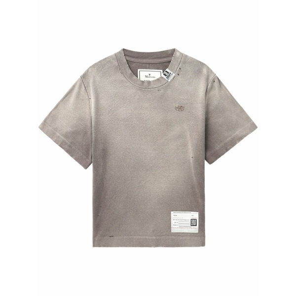 ミハラヤスヒロ レディース Tシャツ トップス Logo-embroidered t-shirt Grey|asty