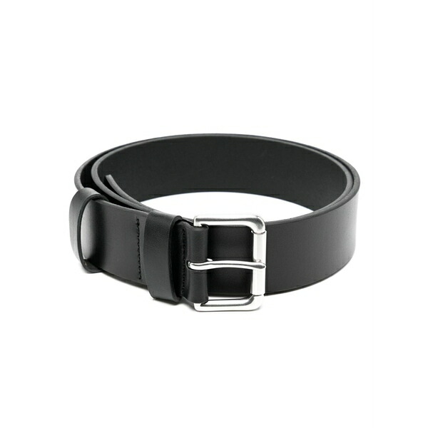 ラルフローレン メンズ 胴締め 付属品 Roller logo-debossed leather belt Black