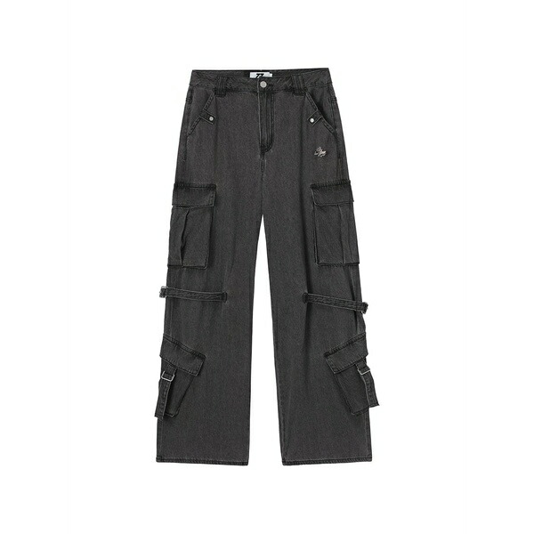 イズエ レディース ジーンズズボン下 ボトムス Logo-detail cargo jeans Grey