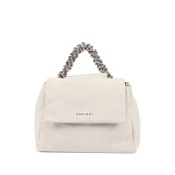 オルチアーニ レディース ショルダーバッグ 御徒面子 Crocodile-effect chain-link shoulder bag White