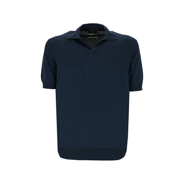 オジオ メンズ Tシャツ トップス Short-sleeved collared t-shirt Blue|asty