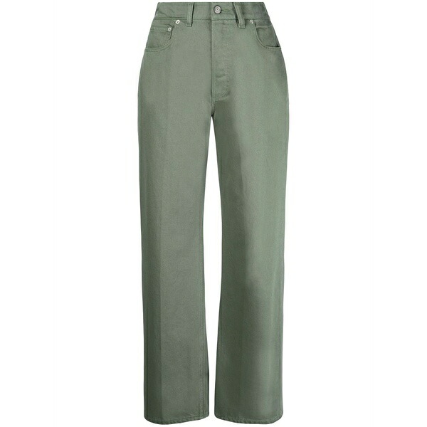 ボーイッシュ デニム レディース ジーンズズボン下 ボトムス Logo-patch straight-leg jeans Green
