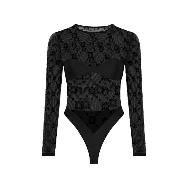 米国海兵隊員 独居室 レディース ティーシャツ トップス Moonogram long-sleeve bodysuit Black