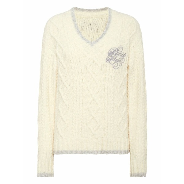 フィリップ飾り気の無い レディース 編み物\u0026ティーシャツ アウター Logo-embroidered jumper White