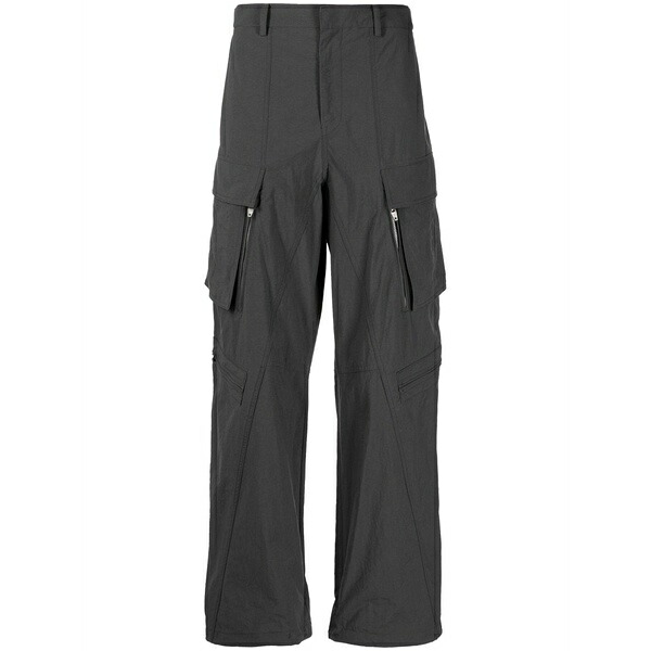 ジュン・ジー メンズ カジュアルパンツ ボトムス Mid-rise wide-leg cargo trousers Grey
