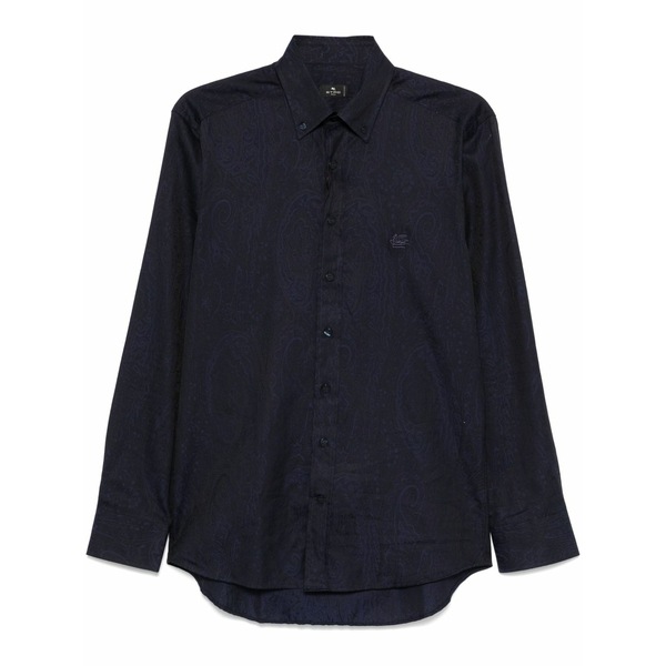 エトロ メンズ シャツ トップス Paisley-jacquard shirt Blue｜asty