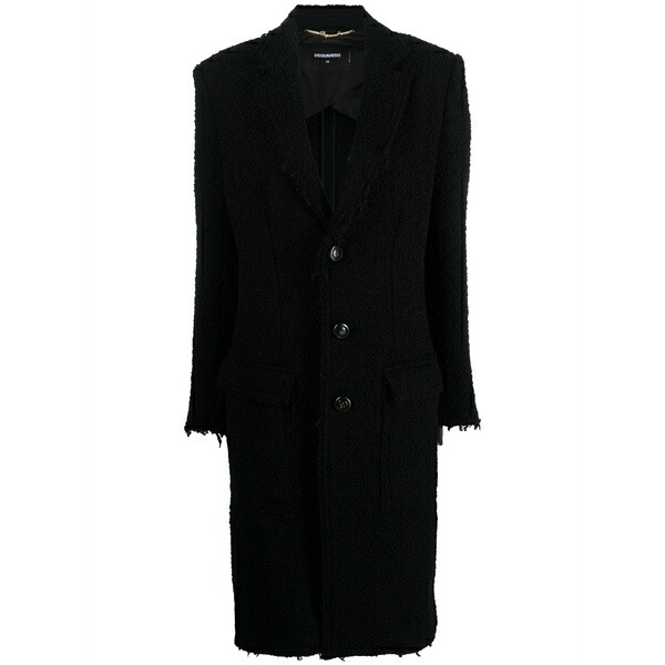 ディースクエアード レディース 厚地の外套 アウター Single-breasted boucl?? coat Black