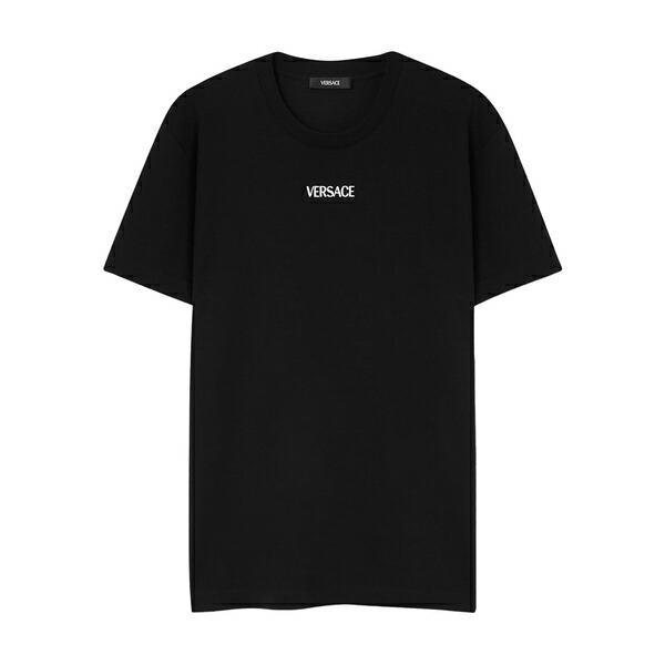 ヴェルサーチ メンズ プルオーバー トップス Embroidered-logo t-shirt Black