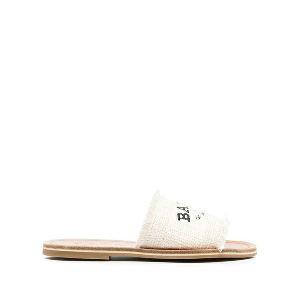 バリー レディース サンダル シューズ Logo-embroidered slide sandals Neutrals