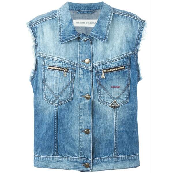 パロッシュ レディース ジャケット&ブルゾン アウター Embroidered denim vest Blue|asty