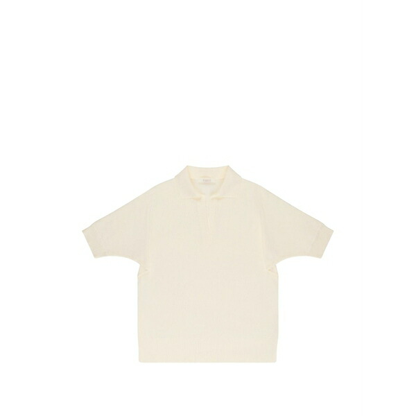 スローウエア レディース ポロシャツ トップス V-neck cr??pe polo top Neutrals｜asty