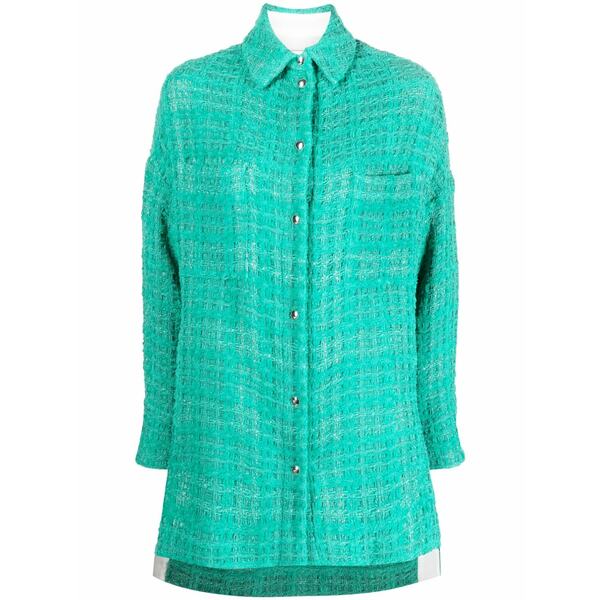 イロ レディース 厚地の外套 アウター Single-breasted knitted coat Green