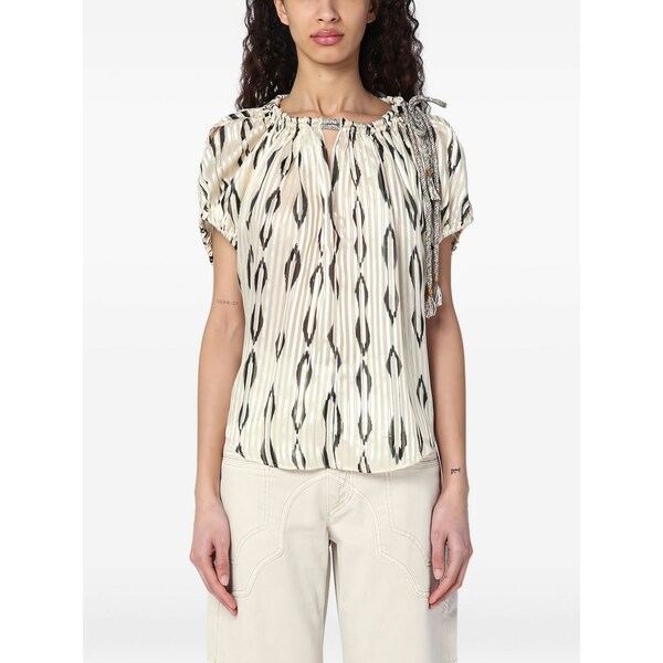 イザベル マラン レディース シャツ トップス Graphic-pattern pleated blouse Neutrals
