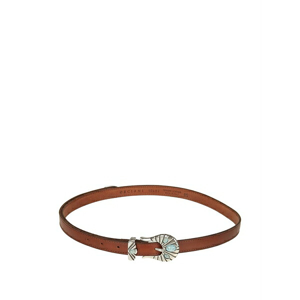 オルチアーニ レディース 三尺帯 付属物 Stone-embellished leather belt Brown