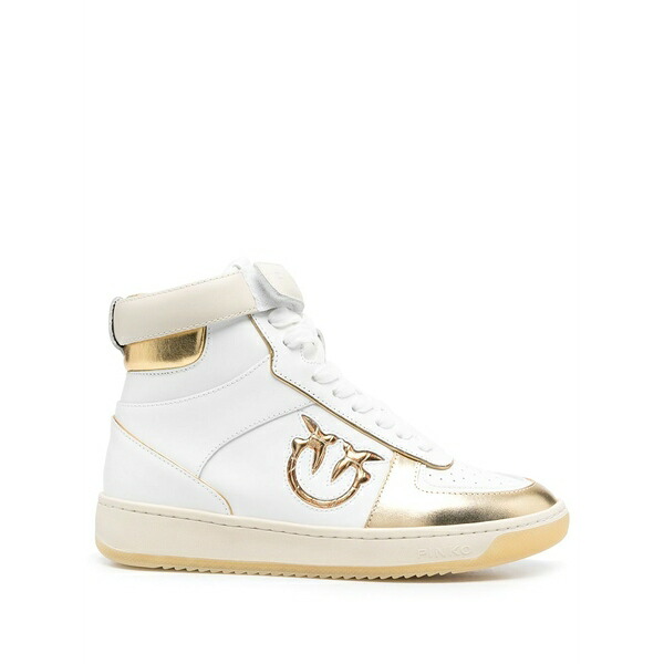ピンコ レディース スニーカー シューズ Leather logo-patch sneakers White