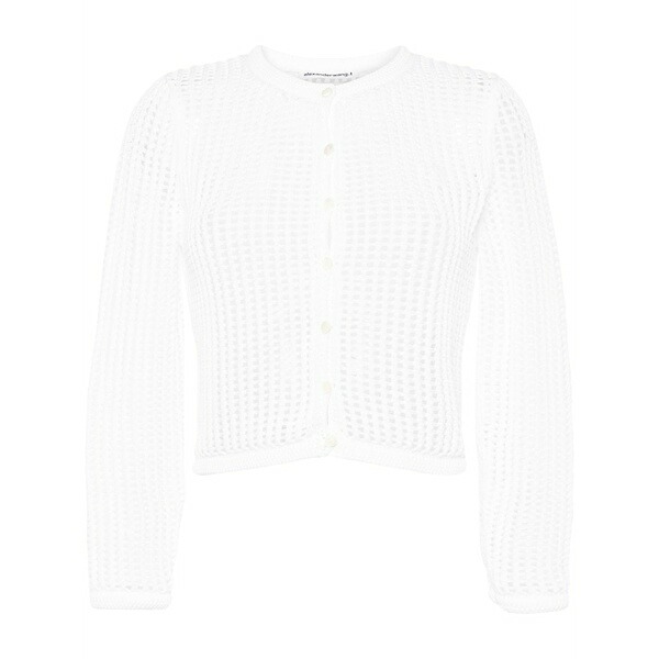 アレキサンダーワン レディース ジレー アウター Open-knit cropped cardigan White
