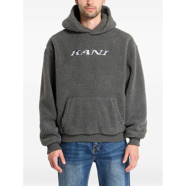 カール カナイ メンズ パーカー・スウェットシャツ アウター Teddy-texture logo hoodie Grey｜asty