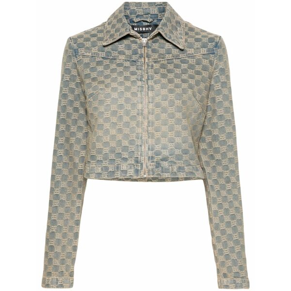 ミスビヘイブ レディース 上衣＆上衣 アウター Monogram-jacquard denim jacket Blue