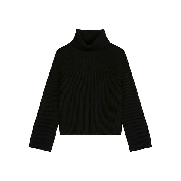マルコポーロ レディース 編み物\u0026プルオーバー アウター Ribbed turtleneck sweater Black