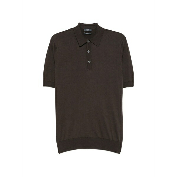 オジオ メンズ スポーツシャツ トップス Short-sleeve knitted polo shirt Brown