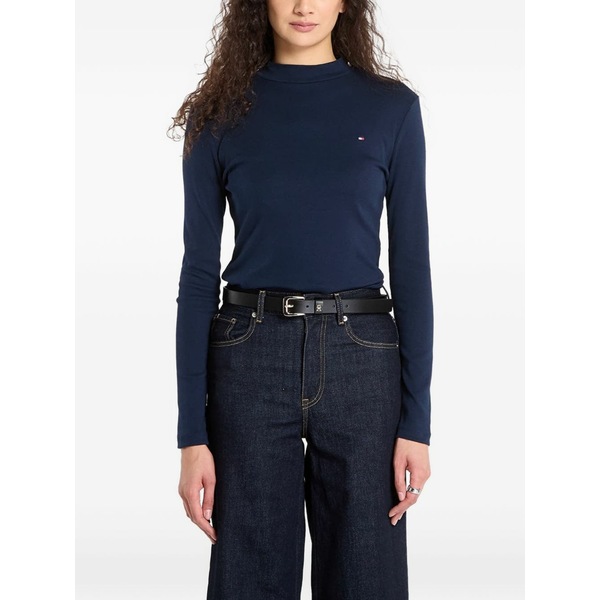 トミー ヒルフィガー レディース ティーシャツ トップス High-neck long-sleeve top Blue