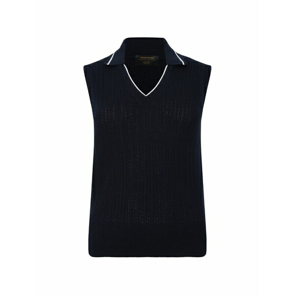 グランサッソ レディース 編み物\u0026スウェーター アウター Cable-knit sleeveless sweater Blue